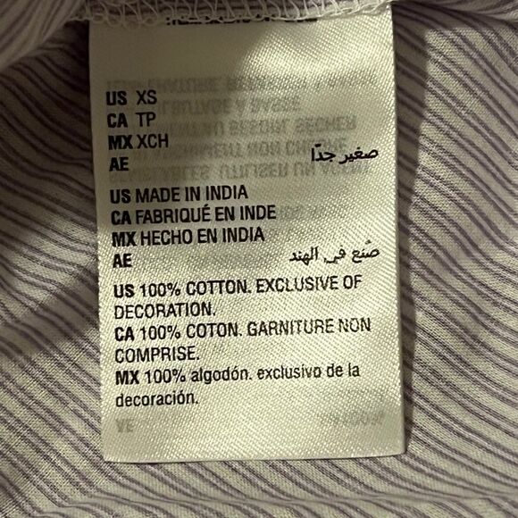 Charter Club Cotton Purple Embroidered Stripe Pajama Top Shirt XS NWT - Picture 8 of 9